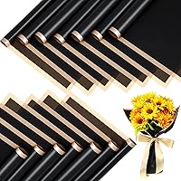 Yahenda 420 Sheet Black Flower Wrapping Paper Flower Bouquet Wrapping Paper Sheets with Gold Edge Korean Style Wrapping Paper for DIY Craft Gift Package Decoration Floral Supplies, 23 x 23 Inch