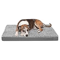Furhaven Orthopedic Dog Bed for Large/Medium Dogs w/ Removable Washable Cover, For Dogs Up to 55 lbs - Ultra Plush Faux Fur & Suede Mattress - Gray, Large