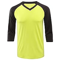 Men's Quick Dry Tagless Outdoor 3/4 Sleeve Active Sports Gym Hiking Athletic T Shirts