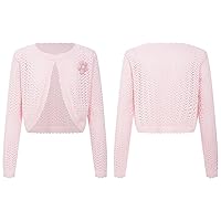 YiZYiF Little Girls' Button Closure Bolero Cardigan Shrug Long Sleeve Dress Cover Up Knit Sweaters School Uniforms