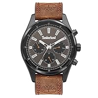 Timberland TDWGF2100402 Men's Analogue Quartz Watch with Leather Strap, brown, Strap.