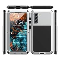Case for Samsung Galaxy S23/S23 Plus/S23 Ultra, Supports Wireless Charging Built-in Screen Protector Military Grade Shockproof Dust-Proof Waterproof Metal Case,Silver,S23 Ultra