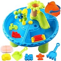 Sand and Water TableSand and Water Table 22 Pcs/Set No Burr Multi-compartments ABS Summer Toddler Water Table with Detachable Table Corners Colorful Sensory Toys for Beach, Pool, Yard