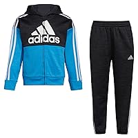 adidas boys Long Sleeve Color Block Mélange Fleece Jacket Set