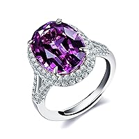 Uloveido Adjustable Platinum Plated Crystal Rings, Big Oval Cubic Zirconia Ring, Solitaire Split Shank Rings Birthstone Jewelry Gifts Y927