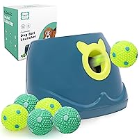 Automatic Dog Ball Launcher - Dog Ball Fetch Machine, Ball Thrower for Dogs, for Small to Medium Sized Dogs, Interactive Dog Toy with 6 Latex Balls, Plug-in & Battery Options - 4 Launch Distances