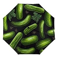 Pickle Cucumbers Portable Three-fold Travel Umbrella Manual/Automatic with UV Protection for Rain Sun