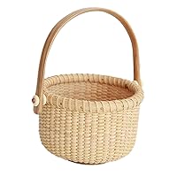 Classic Nantucket Round Baskets with Wood Knobs HandleWoven Basket Container Tote Cube Organizer Handwoven rattanStorage Fruit Basket