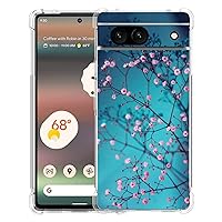 Case for Google Pixel 7a,Plum Blossom Flower Drop Protection Shockproof Case TPU Full Body Protective Scratch-Resistant Cover for Google Pixel 7a