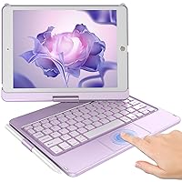 iPad 9th Generation Case with Keyboard, Touchpad Keyboard Case for iPad 9th/8th/7th 10.2 inch, Backlit Trackpad Keyboard, 360°Rotatable Case with Pencil Holder for iPad 9th/8th/7th Gen (Light Purple)