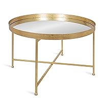 Kate and Laurel Celia Metal Foldable Round Accent Coffee Table, 28.25