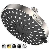 2024 Newest 6-Mode High Pressure Rain Shower Head, 6-Inch High Flow Fixed Showerheads, Bathroom Rainfall Showerhead Replacement for Low Water Pressure, Modern Look, Tool-free Installation