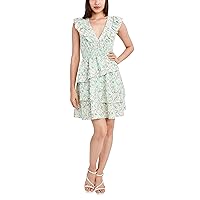 BCBGeneration Women's Fit and Flare Smocked Waist Tiered Skirt Mini Dress