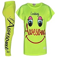 Girls Top Kids Designer's Looking Awesome Print T Shirt & Legging Set 5-13 Years