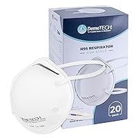 DEMETECH N95 Disposable Respirator Face Mask, NIOSH Approved, Cup-Style with Headbands