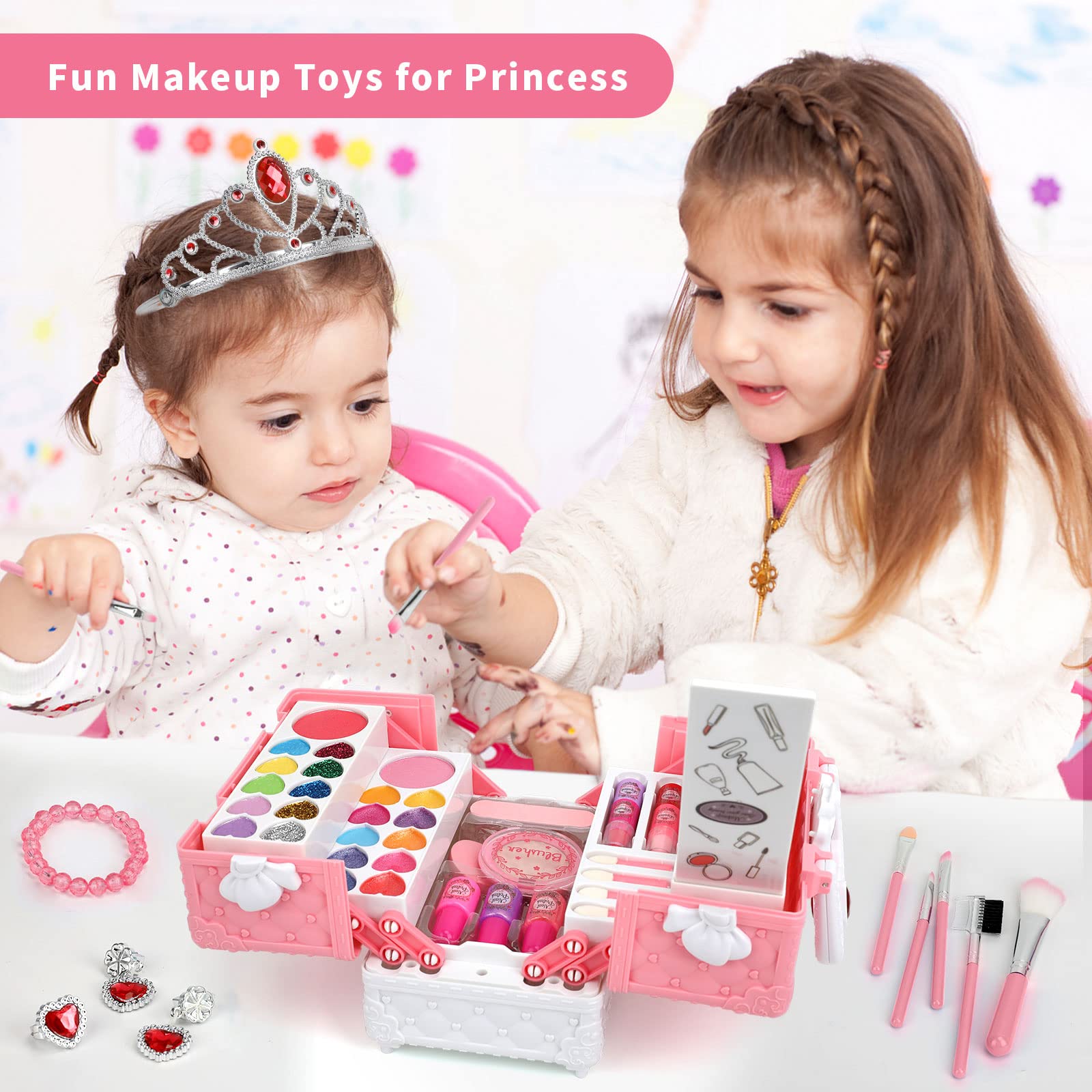 Kids Makeup Kit for Girl, Makeup for Kids, Real Kids Makeup Set Girl Toys Birthday Christmas Child Pretend Play Makup Toys for Age 5 6 7 8 Years Old Girl