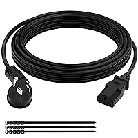 S Flat Plug Replacement Power Cord 75 FT- 45 Degree Angled Plug- Low Profile 3 Prong ETL Listed 18 AWG AC Device TV Computer Power Cable Black for Printer, Radio, Monitor with Ties