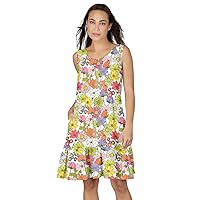 Women's Floral Ruffle Hem Pocket Dress YLW GRN