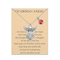 Guardian Angel Birthstone Necklace 12 Months Birthstone Pendants Angel Necklace Birthstone Jewelry for Women Girls