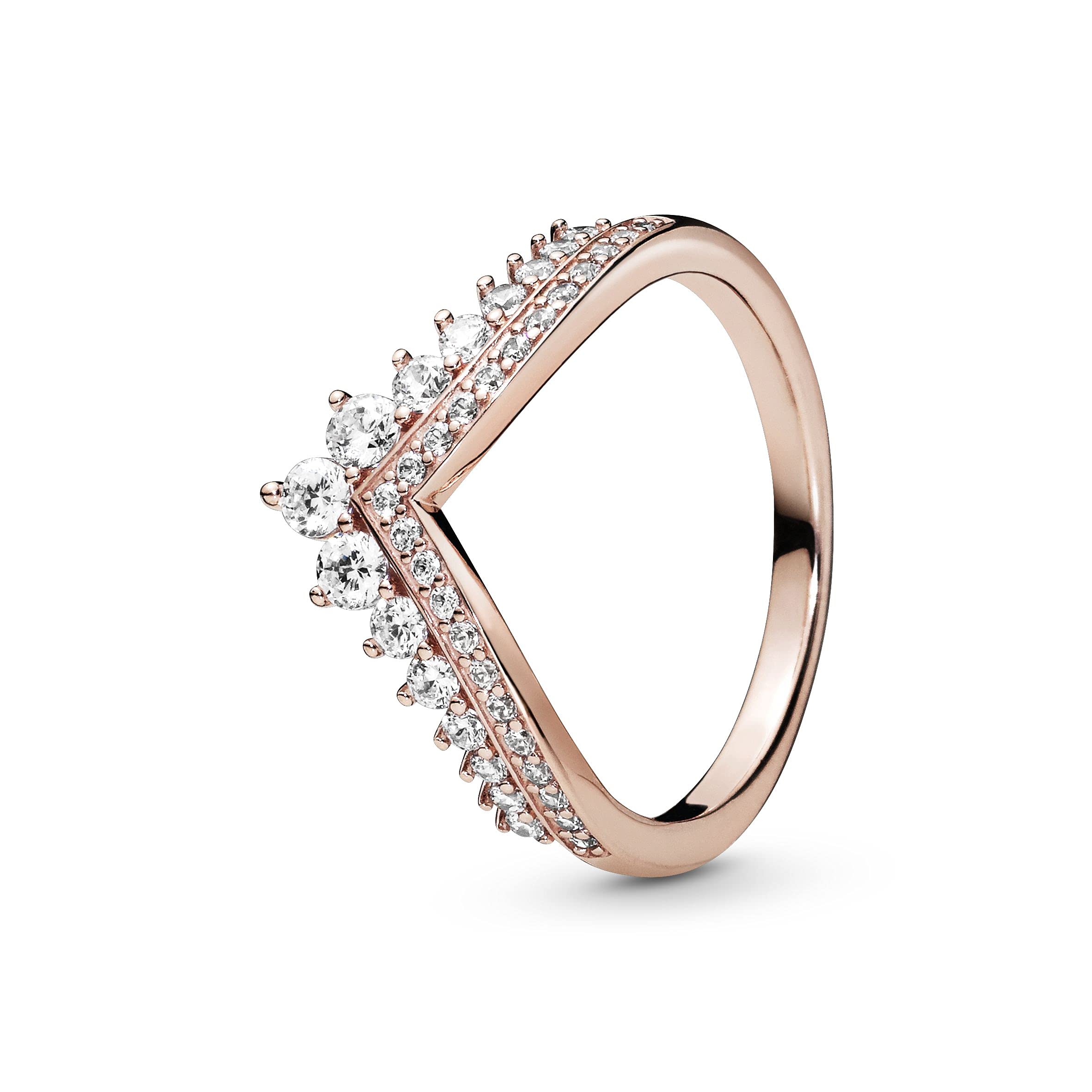 PANDORA Jewelry - Princess Sparkling Wishbone Cubic Zirconia Ring - Gift for Her Rose