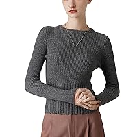 Autumn and Winter Women's 100% Cashmere Sweater Pullover High Elastic Crop Top Solid Color Soft Slim Knitted Sweater