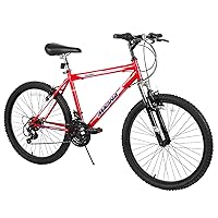 Magna Dynacraft Front Shock Mountain Bike Boys, Girls, Mens and Womens 24 and 26 Inch Wheels with 18 Speed Grip Shifter and Dual Handbrakes