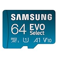 SAMSUNG EVO Select MicroSD Memory Card + Adapter, 64GB microSDXC, Speeds Up to 160 MB/s, UHS-I, C10, U1, V10, A1, Upgrade Storage for Phones, Tablets, Nintendo Switch, MB-ME64SA/AM
