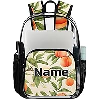 Fruit Summer Peach Personalized Clear Backpack Custom Large Clear Backpack Heavy Duty PVC Transparent Backpack with Reinforced Strap
