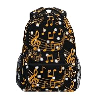 ALAZA Music Note Sheet Musical Star Backpack Purse with Multiple Pockets Name Card Personalized Travel Laptop School Book Bag, Size M/16.9 inch