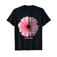 Pink Christian Bible Verse Breast Cancer Religious Flower T-Shirt