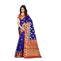 Sarees for Women Pakistani Art Silk Woven Work Saree l Indian Wedding Ethnic Sari & Blouse Piece - 9016