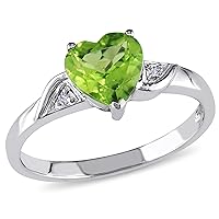 10K 14K 18K Gold 1 Carat Peridot Diamond Engagement Ring for Women, Peridot Diamond Gift Ring for Her (I2-I3 Clarity)