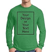 Personalized Tee Custom Long Sleeve Shirts for Men Design Your Own Image Text Photo Front/Back Print