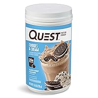 Quest Nutrition Cookies & Cream Protein Powder; 20g Protein; 1g Sugar; Low Carb; Gluten Free; 1.6 Pound; 24 Servings