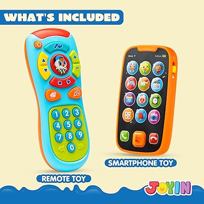 JOYIN My Learning Remote and Phone Bundle with Music, Fun Smartphone Toys for Baby, Infants, Kids, Boys or Girls Christmas Birthday Gifts, Holiday Stocking Stuffers Present