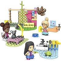 Mega Barbie Animal Grooming Station Building Set with, 97 Bricks and Pieces, Accessories and 3 Micro-Dolls, Toy Gift Set for Ages 5 and Up