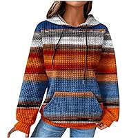 Tie Dye Hoodies for Women Trendy Waffle Casual Long Sleeve Hooded Sweatshirts 2023 Fall Plus Size Pullover Clothes