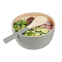 Restaurantware - Bambuddha 25 Ounce Bamboo Salad Bowls, 10 Heavy-duty Serving Bowls - Sustainable, Reusable, Gray Bamboo Fruit Bowls, Serving Spoon Included, For Serving Salads, Fruits, And Appetizers