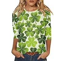 Short Sleeve Shirts for Women,Women's Fashion Casual 3/4 Sleeve St. Patrick's Day Printed Top Summer Shirt for Women 2024