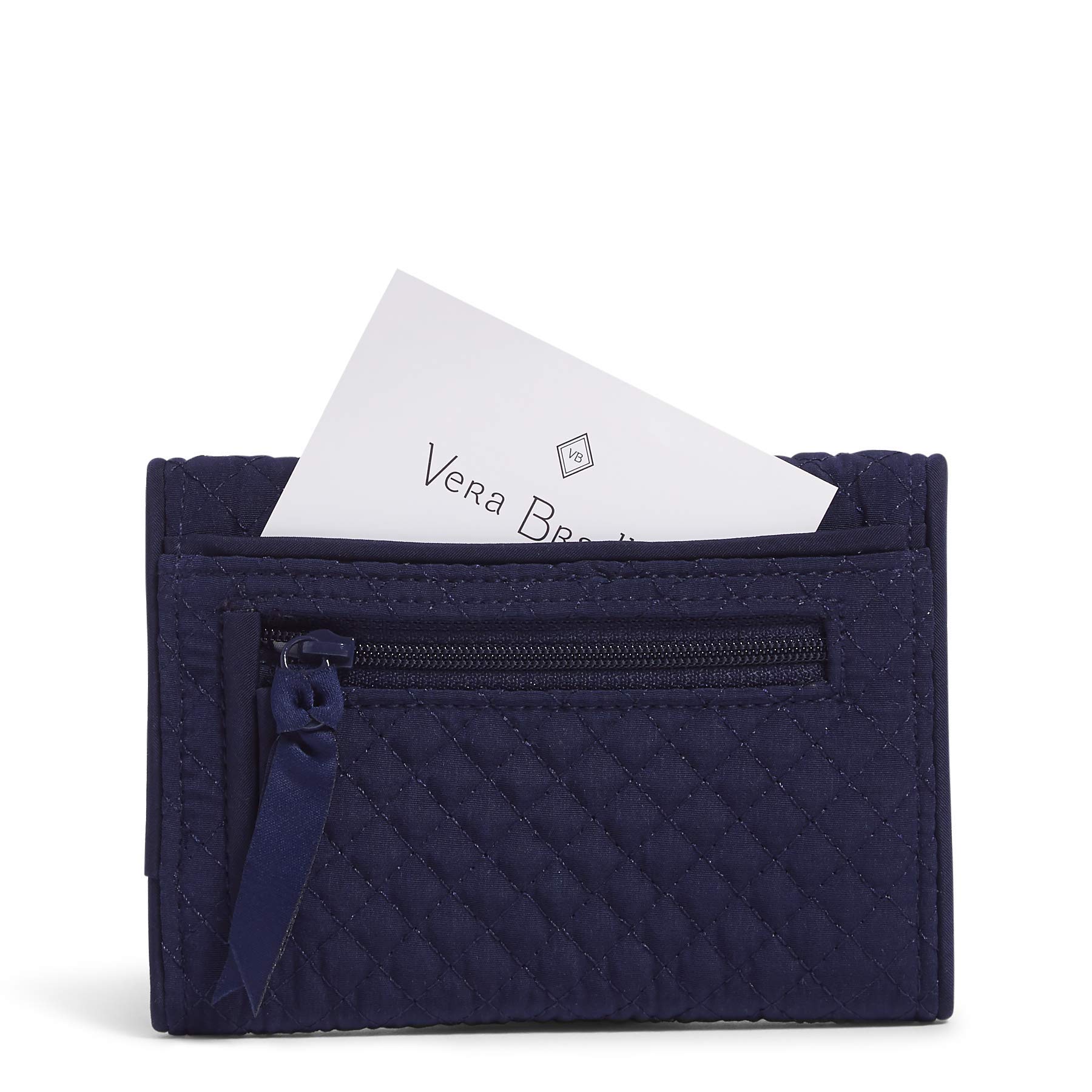 Vera Bradley Women's Protection Microfiber RFID Riley Compact Wallet, Classic Navy, One Size