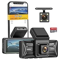 Dash Cam Front and Rear, FHD 1080P WiFi Adjustable Dash Camera with 32GB SD Card, 3.16