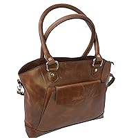 Fleur Leather Handbag for Women by Housh, Hazelnut Brown