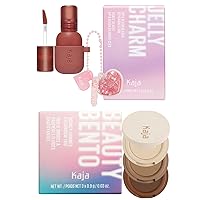 Kaja Lip & Blush Glazed Keychain Stain - Jelly Charm 05 Peach Fizz + Beauty Bento Collection - Bouncy Eyeshadow Trio 14 Neutral Moment, 0.03 Oz Bundle