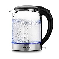 COSORI Electric Kettle for Boiling Water, 1500W Wider Mouth 1.7L Glass Electric Tea Kettle & Electric Water Boiler, Stainless Steel Inner Lid, Auto Shut-Off & Boil-Dry Protection, BPA Free, Black