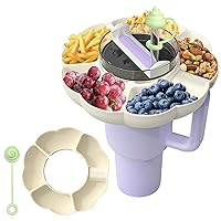 for Stanley Cup 40 oz Snack Bowl, Snack Tray Compatible with Stanley Cup 40oz Tumbler with Handle, Reusable Silicone Snack Ring for Stanley Cup 40 oz (Cream)
