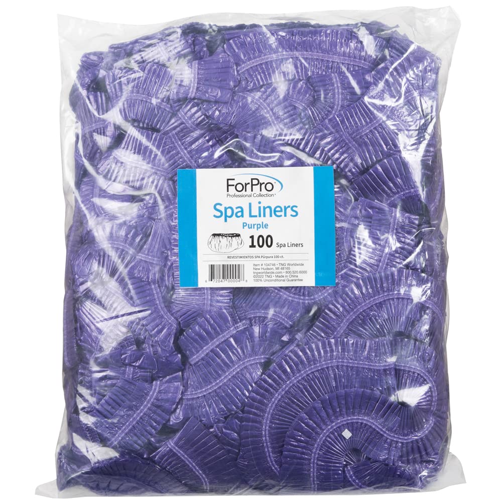 ForPro Spa Liners, Fit All Pedicure Spas, Disposable Pedicure Liners, Purple, 100-Count