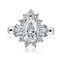 Kobelli Pear Moissanite (GH/VS) and Diamond Ballerina Engagement Ring 14k Gold