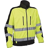 Hi Visibility Safety Reflective Wear Softshell Polyester Jacket, with Teflon Fabric Protector, Meets Ansi 107-2015, Class 3 OSHA, Polyester, X-Large-46-48 Chest, Yellow/Black