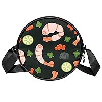 Colorful Watermelon Slice Crossbody Bag for Women Teen Girls Round Canvas Shoulder Bag Purse Tote Handbag Bag