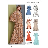 Vogue V9328E5 Easy Women's Flared Sleeve Dress Sewing Patterns, Sizes 14-22, White